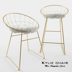 Chair - T058G Kylie Sheepskin Chair with cushion bar stool 