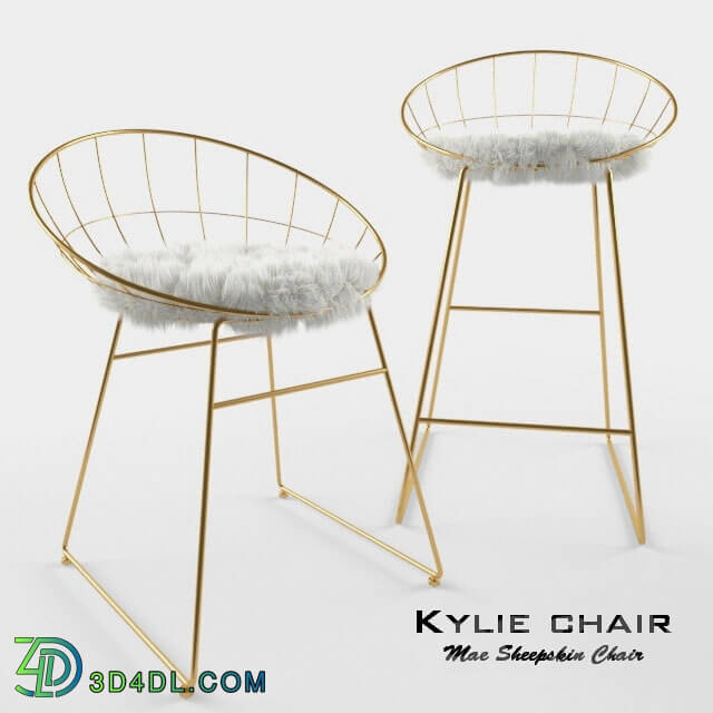 Chair - T058G Kylie Sheepskin Chair with cushion bar stool