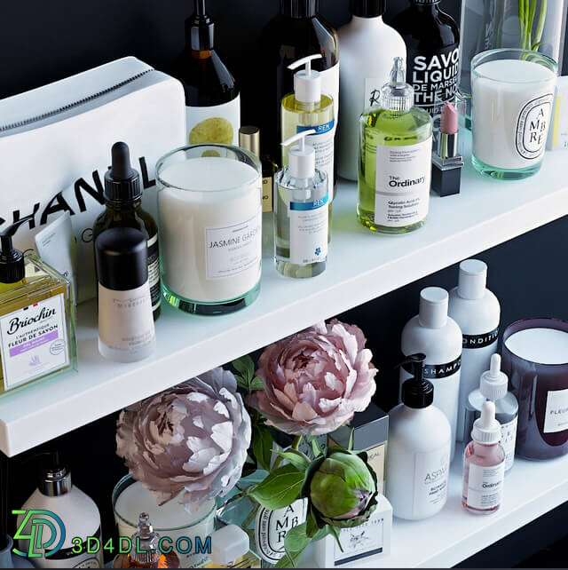 Bathroom accessories - Shelves with cosmetics and bathroom decor - 2