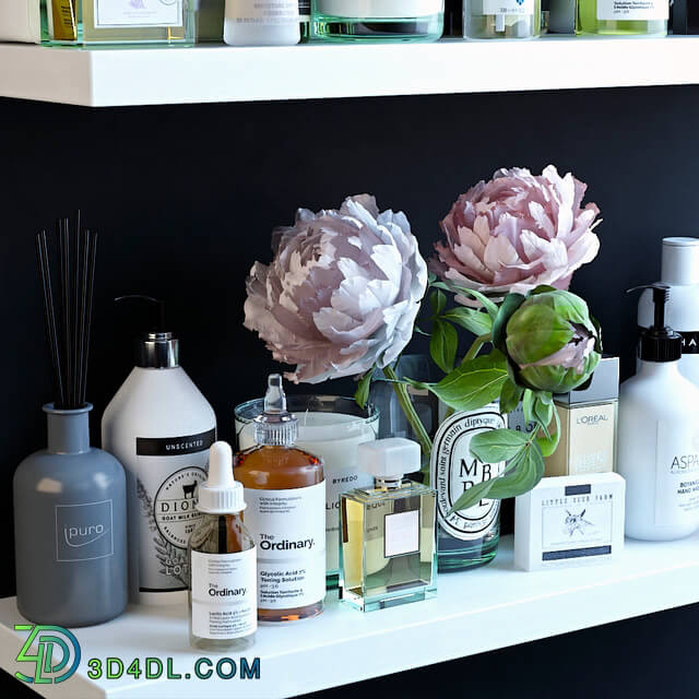 Bathroom accessories - Shelves with cosmetics and bathroom decor - 2