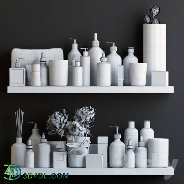 Bathroom accessories - Shelves with cosmetics and bathroom decor - 2