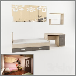 Full furniture set - Bed _ desk _ lockers 