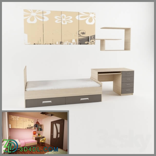 Full furniture set - Bed _ desk _ lockers