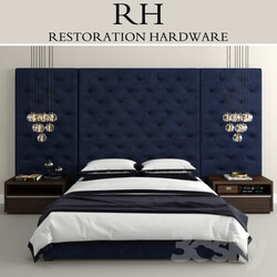 Bed - RH Modern custom tufted platform bed 