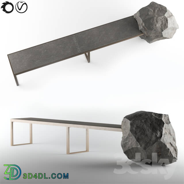 Other architectural elements - Rock-bench with steel frame