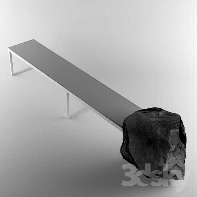 Other architectural elements - Rock-bench with steel frame