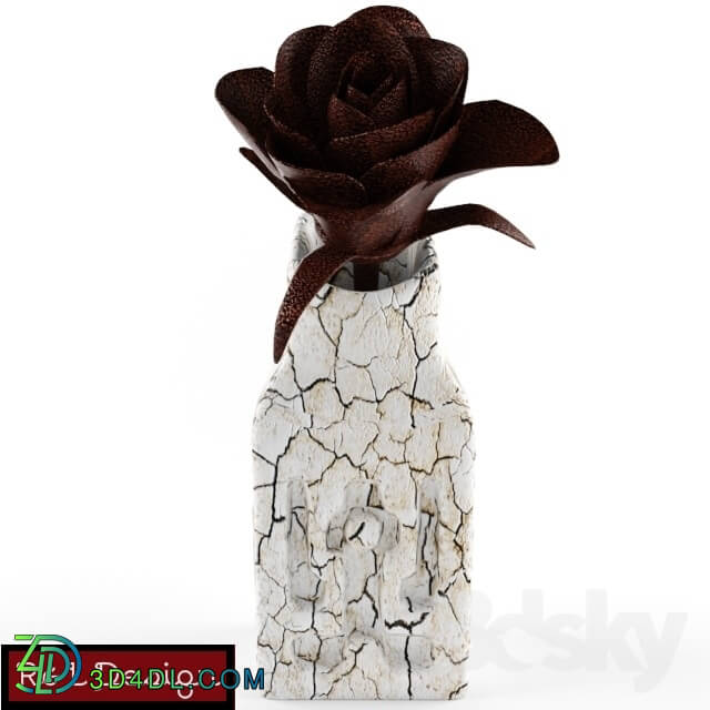 Other decorative objects - Wrought iron rose in a vase