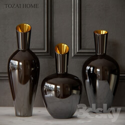 Vase - Tozai Noir Gold Decorative Vases 