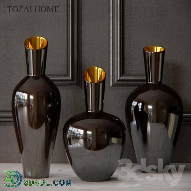 Vase - Tozai Noir Gold Decorative Vases