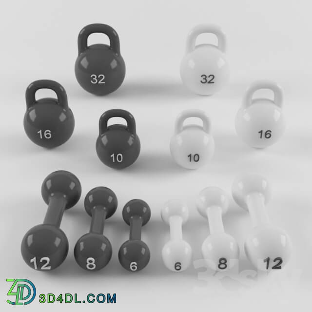 Sports - A set of weights and a dumbbell