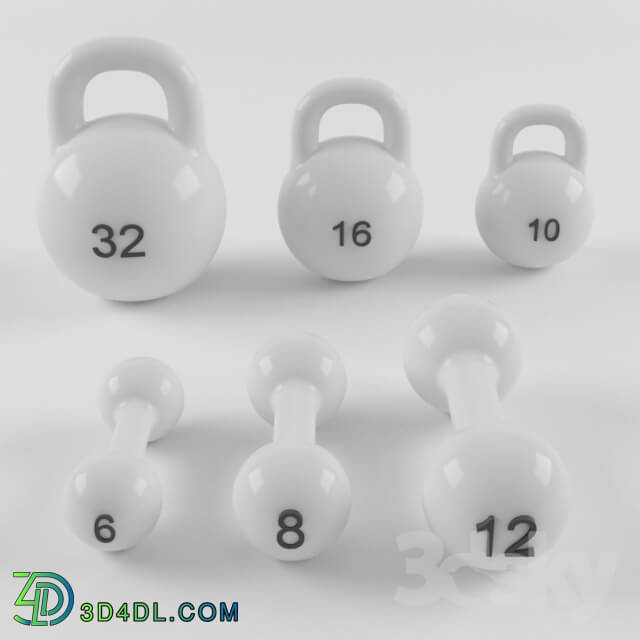 Sports - A set of weights and a dumbbell