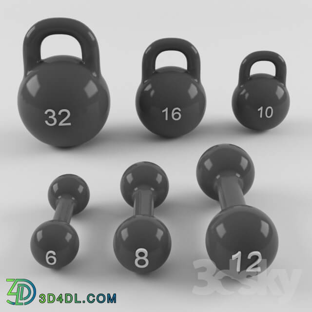 Sports - A set of weights and a dumbbell