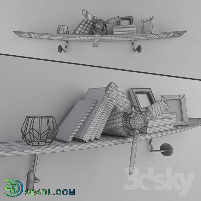 Decorative set - Shelf aircraft with loft decor