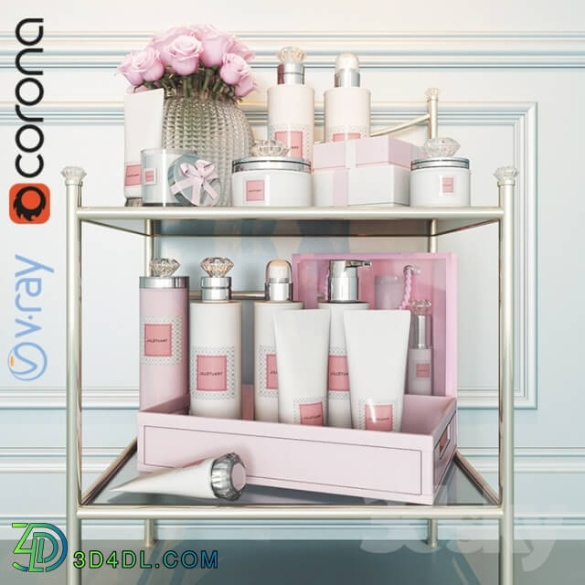 Bathroom accessories - Side table with makeup _ Table with cosmetic set