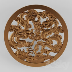 Decorative plaster - Plate with Chinese drakonami2 