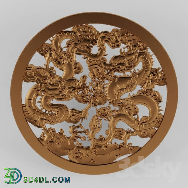 Decorative plaster - Plate with Chinese drakonami2