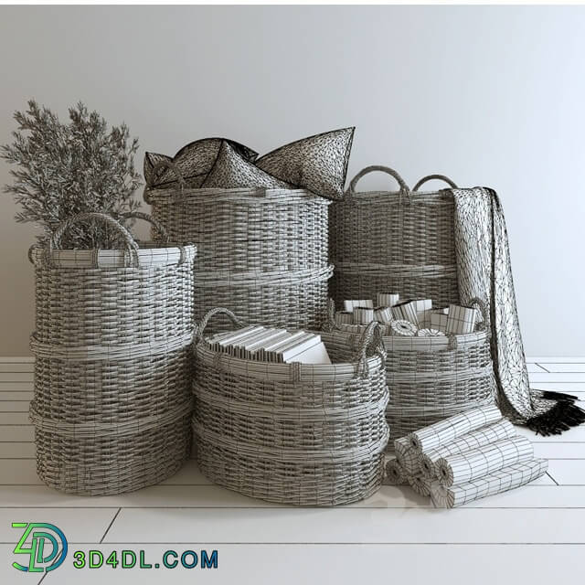 Decorative set - Basket with handles