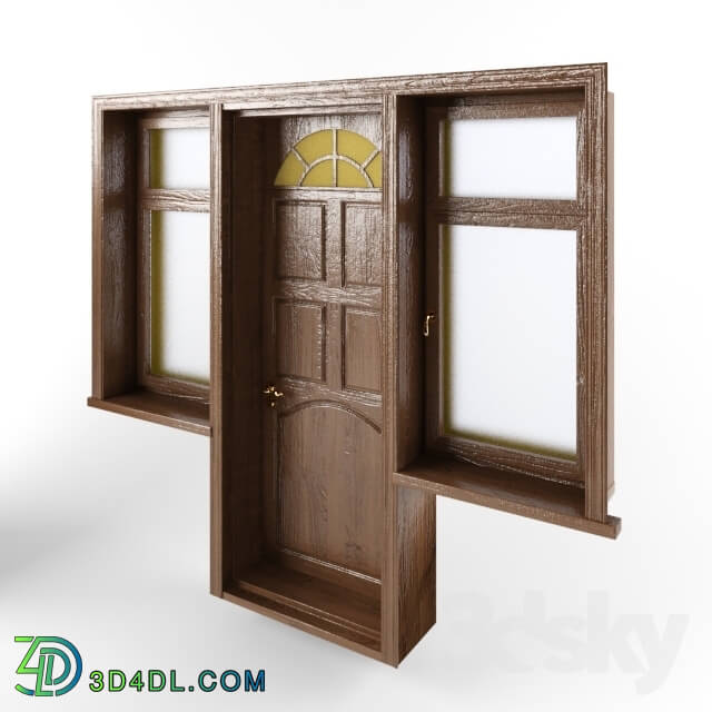 Doors - Windows and doors are wooden dark brown