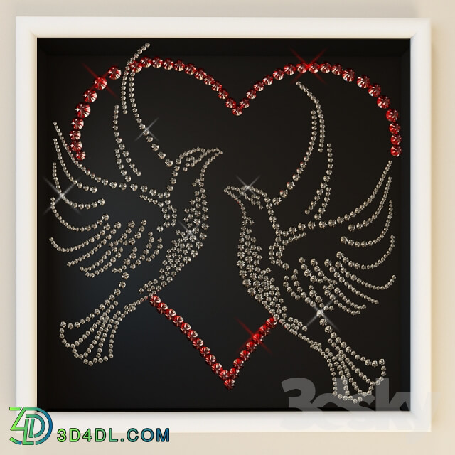 Frame - Painting rhinestones _quot_Pigeons_quot_