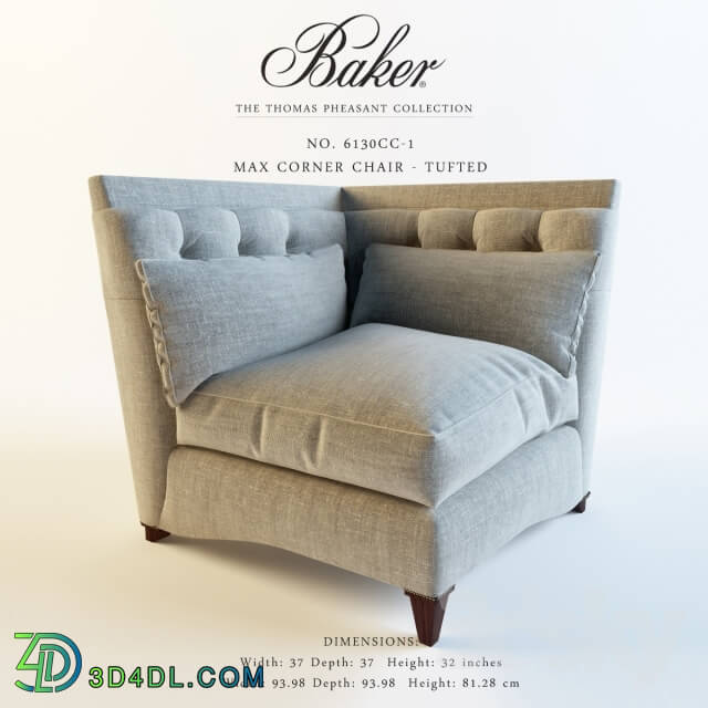 Arm chair - Baker_6130CC-1_MAX CORNER CHAIR - TUFTED