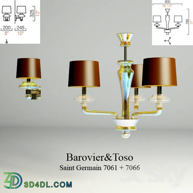 Ceiling light - Chandelier and sconces Barovier _amp_ Toso Saint Germain 7061 _ 7066