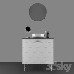 Bathroom furniture - Fish bathroom cabinet and sink set 3D model 