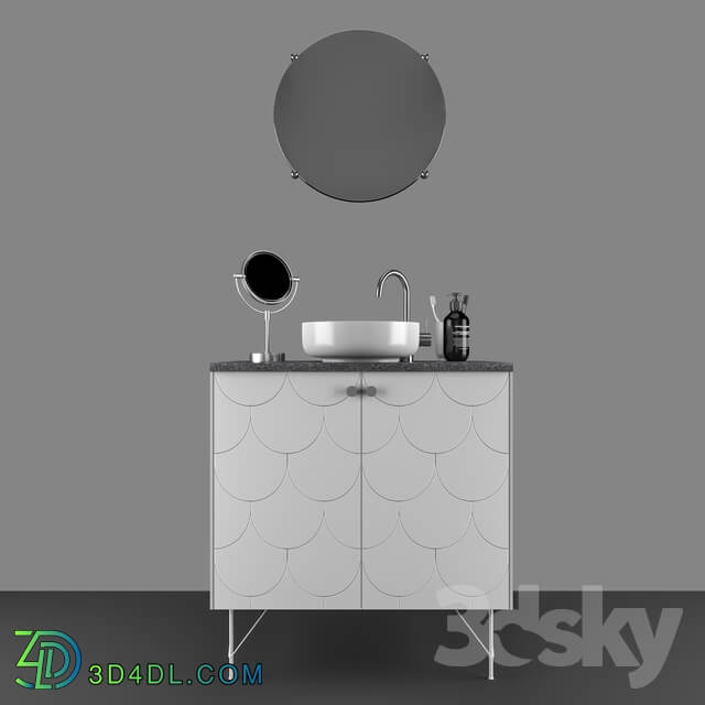 Bathroom furniture - Fish bathroom cabinet and sink set 3D model