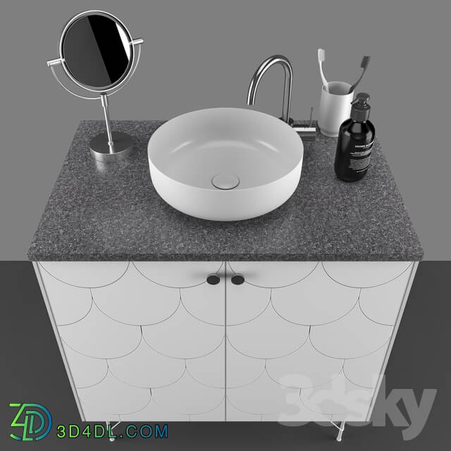 Bathroom furniture - Fish bathroom cabinet and sink set 3D model