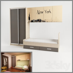 Full furniture set - Bed _ wardrobe _ lockers 