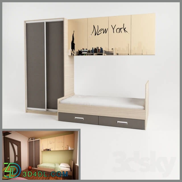 Full furniture set - Bed _ wardrobe _ lockers