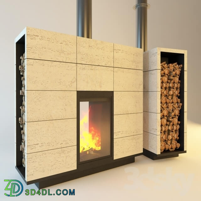 Fireplace - fireplace with stone panels