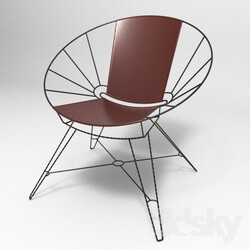 Arm chair - Sculpted Metal _ Leather Bowl Chair 