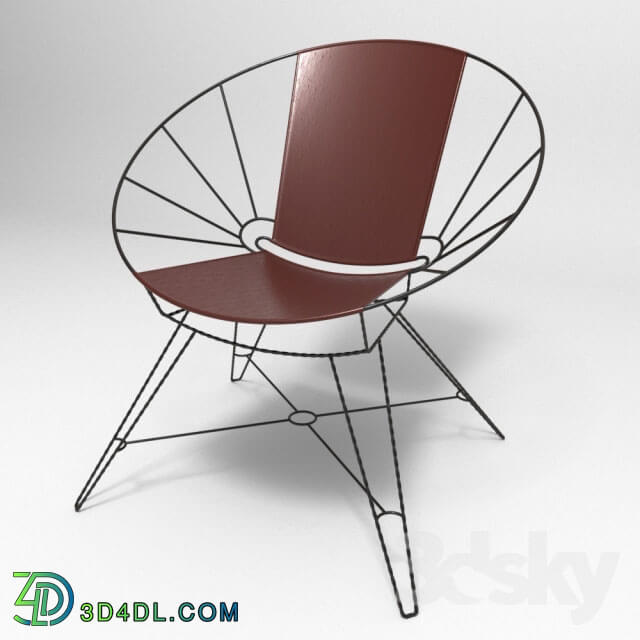 Arm chair - Sculpted Metal _ Leather Bowl Chair