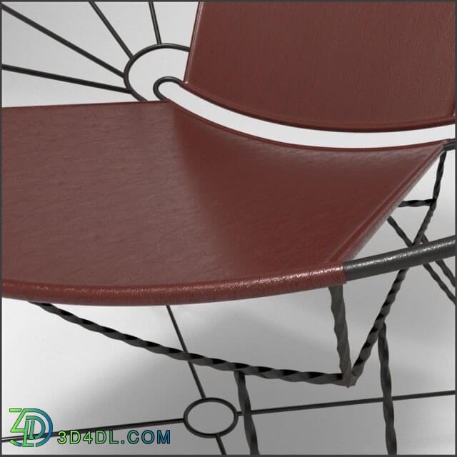 Arm chair - Sculpted Metal _ Leather Bowl Chair