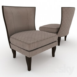 Arm chair - Quilted Italian Walnut Wing Chair0 