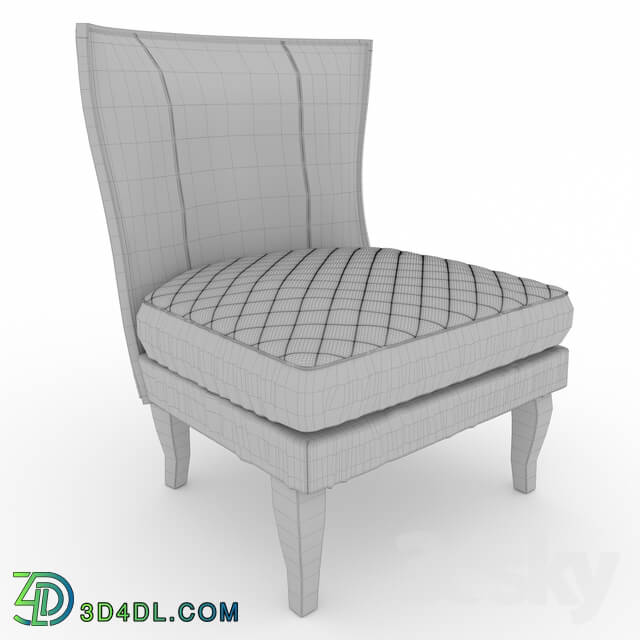 Arm chair - Quilted Italian Walnut Wing Chair0