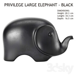Sculpture - Privilege Large Elephant - Black 