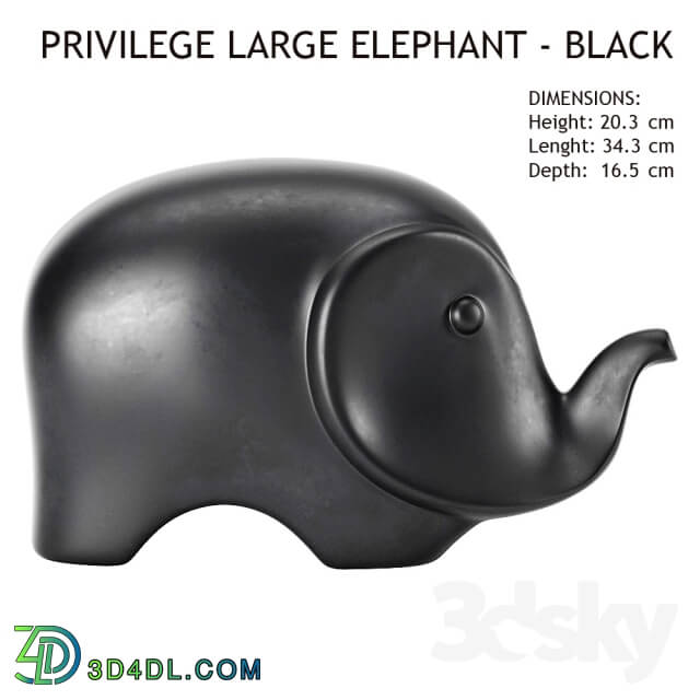 Sculpture - Privilege Large Elephant - Black