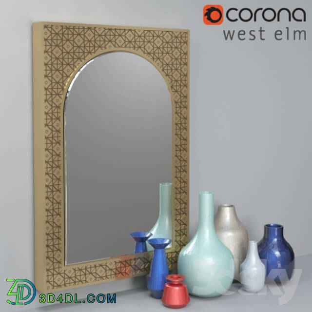 Other decorative objects - Vases and Mirror Set