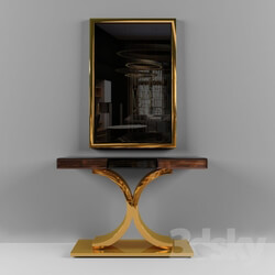 Table - Large Gold Italian Wall Mirror and console 