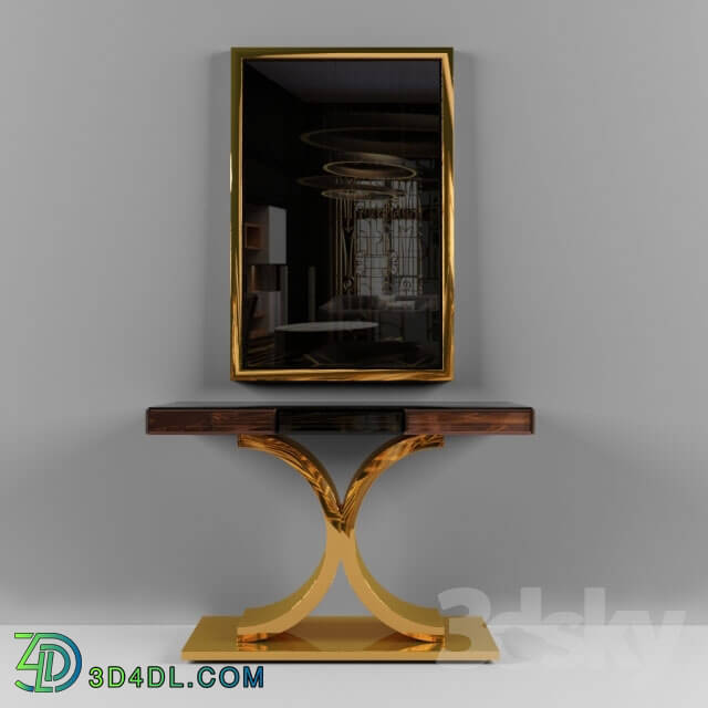 Table - Large Gold Italian Wall Mirror and console