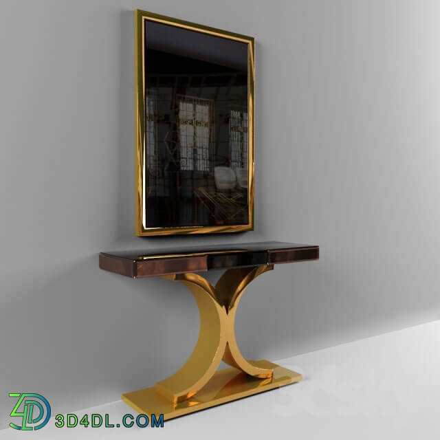 Table - Large Gold Italian Wall Mirror and console