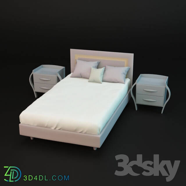 Bed - Bed and nightstand