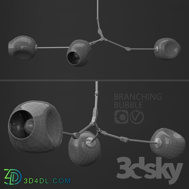 Ceiling light - Branching bubble 3 lamps by Lindsey Adelman DARK _ SILVER