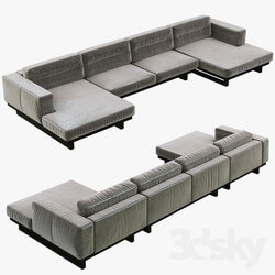 Sofa - Restoration Hardware Durrell Leather U-Chaise Sectional 