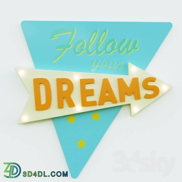 Other decorative objects - Wall Light Follow Your Dreams