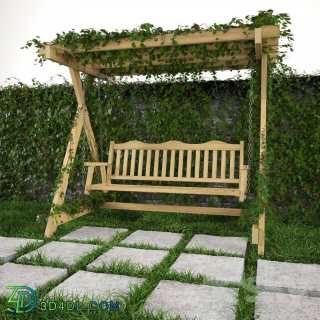 Other architectural elements - Swing for garden_ grass and wall