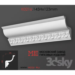 Decorative plaster - Cornices patterned plaster moldings K0216.145Nx123mm 