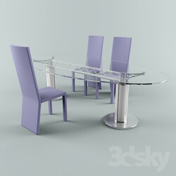 Table _ Chair - Glass negotiating table 