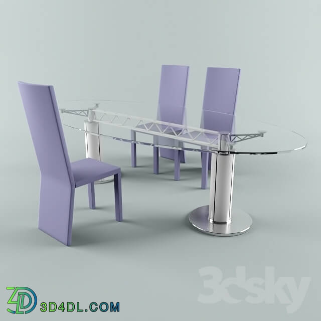 Table _ Chair - Glass negotiating table